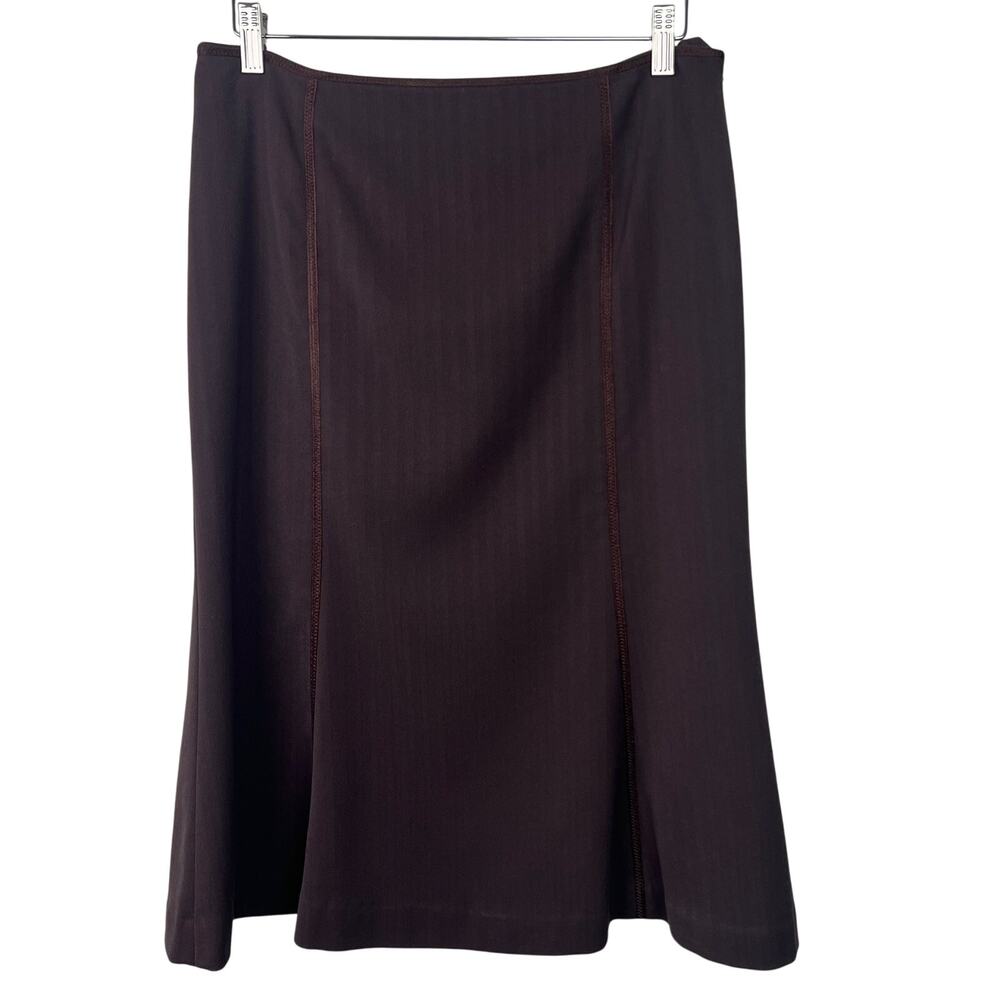 Sigrid Olsen‎ Women's Size 8 Chocolate Brown Trumpet Stretch Midi Skirt